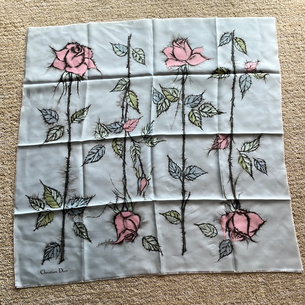 Vintage Christian Dior Silk Floral Scarf